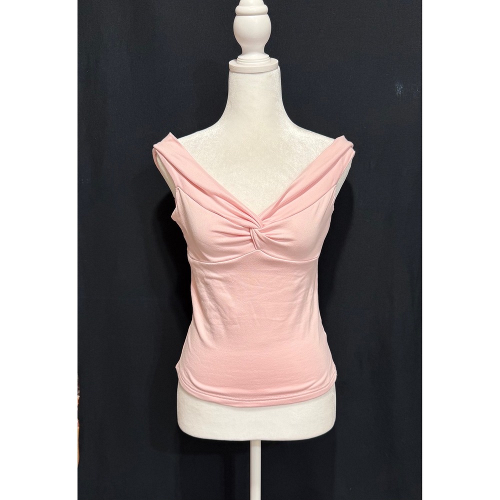 Faded Rose Twist Front Off Shoulder‎ Top Womens Size Large Pink Coquette Chic